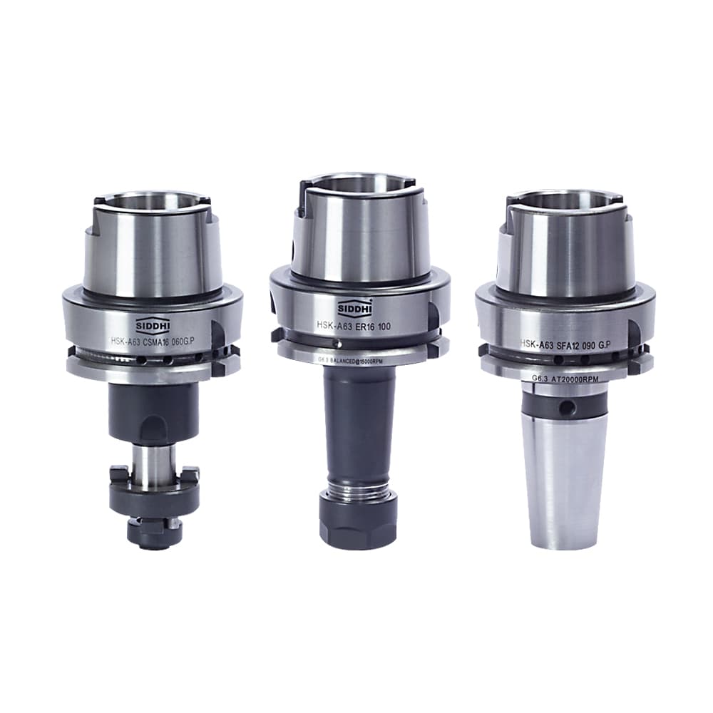 HSK-A combi shell-mill, ER collet, and SFA tool holders