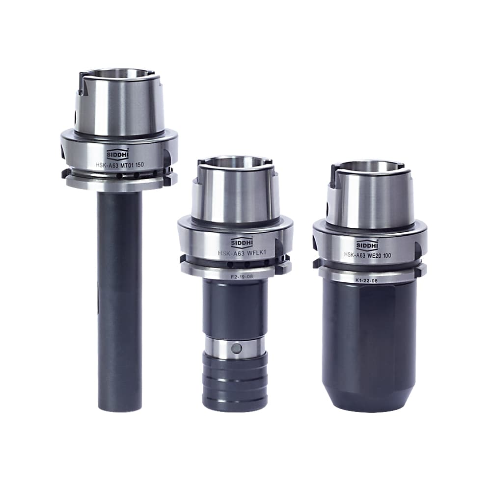 HSK-A Morse-taper, shell-mill, and Weldon tool holders